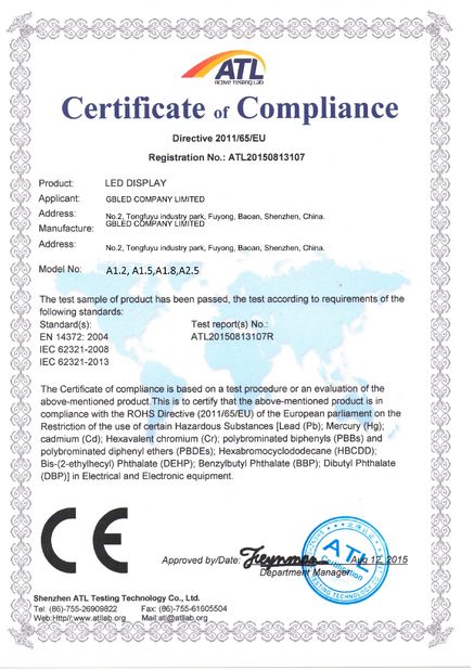 China GBLED company Ltd. Certificações